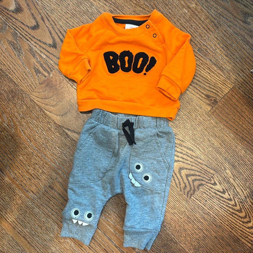 Cat & Jack Orange 'BOO!' Halloween Sweatshirt and Pants